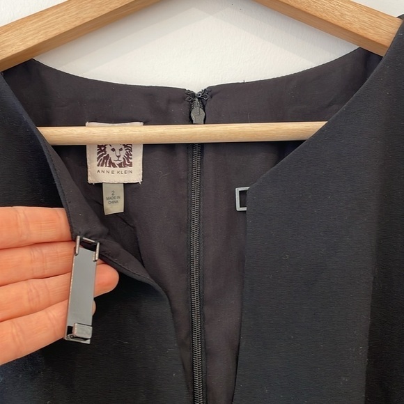 Anne Klein black career classic office shortsleeve A line flare dress, size 2 - Picture 4 of 12